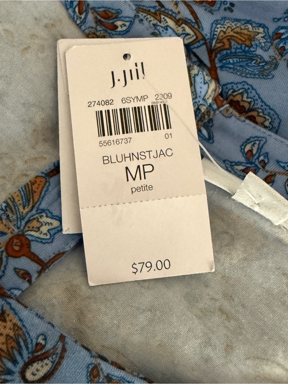 J. Jill Medium Petite NWT Blue Floral Paisley Tencel Blend Top - Picture 5 of 7